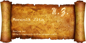 Mencsik Zita névjegykártya